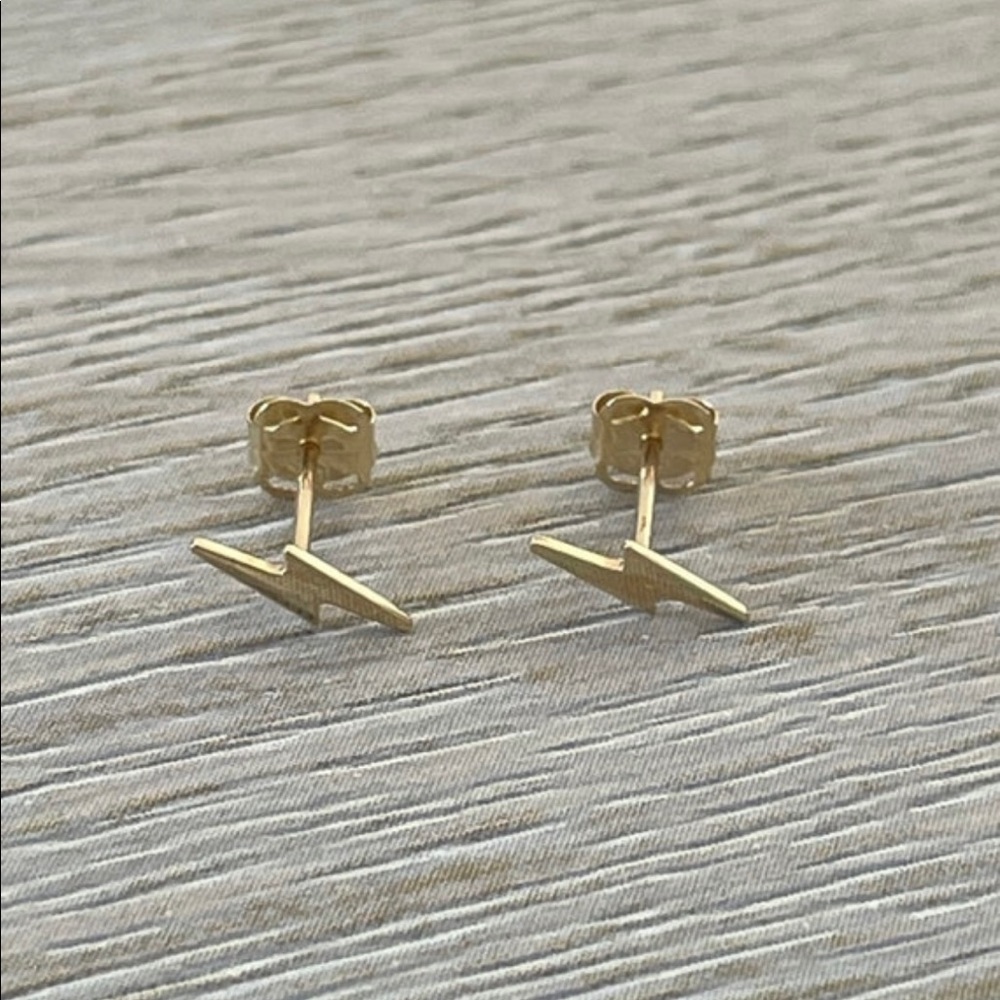Solid 14K Yellow Gold Mini Bolt Studs